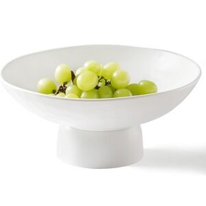 10" Ceramic Fruit Bowl with Stand White Modern